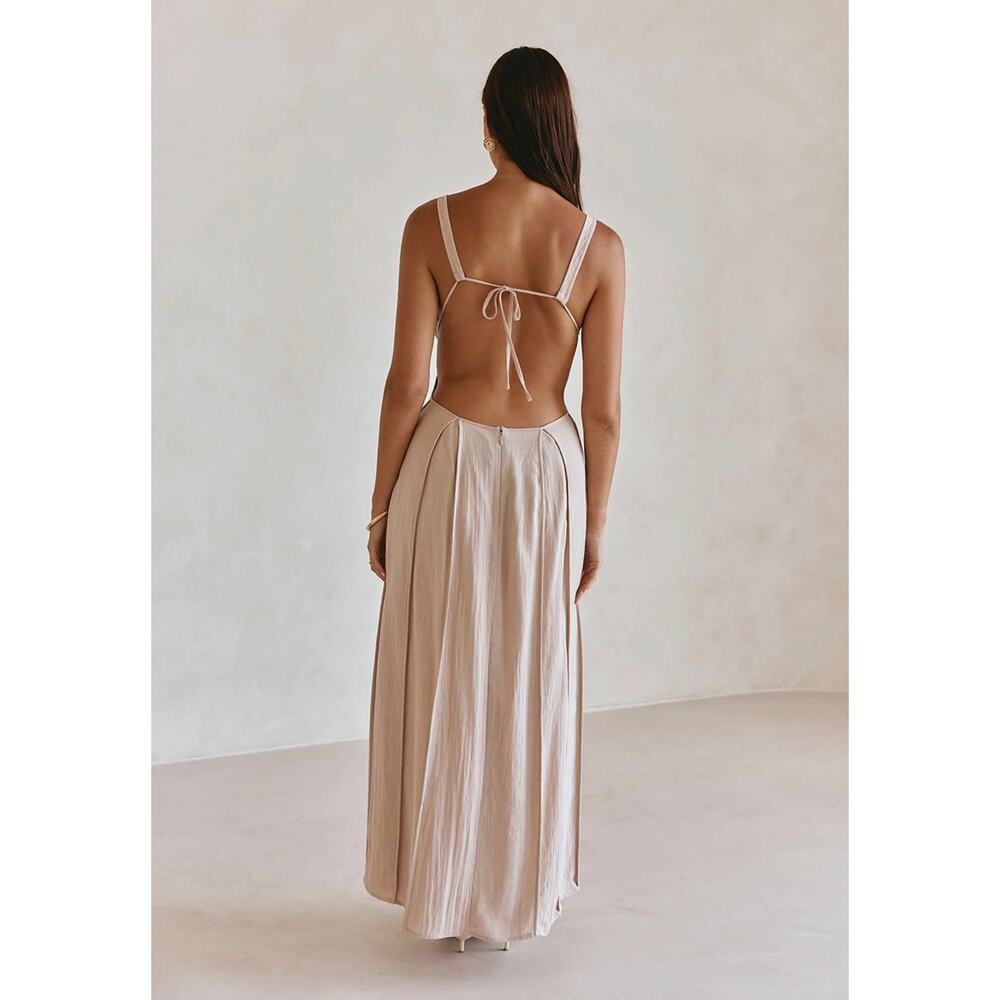 Sabo Skirt Eliska Dress Stone XS Cutout Tie Front Open Back Maxi Dress - Picture 16 of 16
